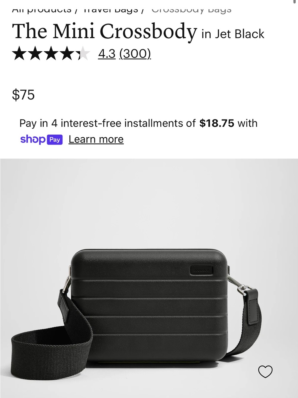 Away Jet Black Mini Crossbody Belt Bag